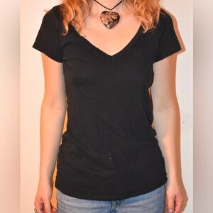 GAP V Neck Black Fitted Top